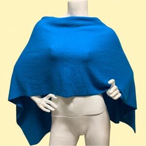 Peck & Peck 100% Cashmere Blue Poncho-Wrap Top